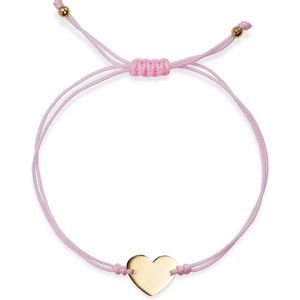 14K Yellow Gold Polished Heart Cord Bolo Bracelet